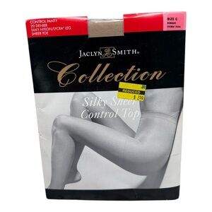 Vintage Jaclyn Smith Silky Sheer Control Top Pantyhose Size C Bisque Sheer Toe